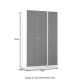 Bennet-Tall-Triple-Plain-Wardrobe-Grey-&-White from Roseland Furniture