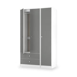 Bennet-Tall-Triple-2-Drawer-Wardrobe-Grey-&-White from Roseland Furniture