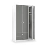 Bennet-Tall-Triple-2-Drawer-Wardrobe-Grey-&-White from Roseland Furniture