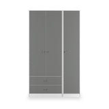 Bennet-Tall-Triple-2-Drawer-Wardrobe-Grey-&-White Front1 from Roseland Furniture