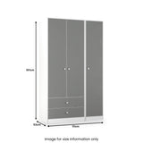 Bennet-Tall-Triple-2-Drawer-Wardrobe-Grey-&-White from Roseland Furniture