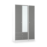 Bennet-Tall-Triple-2-Drawer-Mirrored-Wardrobe-Grey-&-White from Roseland Furniture