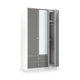 Bennet-Tall-Triple-2-Drawer-Mirrored-Wardrobe-Grey-&-White from Roseland Furniture