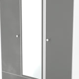 Bennet-Tall-Triple-2-Drawer-Mirrored-Wardrobe-Grey-&-White from Roseland Furniture