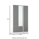 Bennet-Tall-Triple-2-Drawer-Mirrored-Wardrobe-Grey-&-White from Roseland Furniture