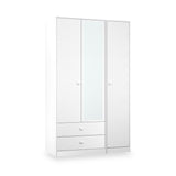 Bennet-Tall-Triple-2-Drawer-Mirrored-Wardrobe-White from Roseland Furniture