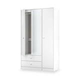 Bennet-Tall-Triple-2-Drawer-Mirrored-Wardrobe-White from Roseland Furniture