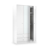 Bennet-Tall-Triple-2-Drawer-Mirrored-Wardrobe-White from Roseland Furniture