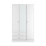 Bennet-Tall-Triple-2-Drawer-Mirrored-Wardrobe-White from Roseland Furniture