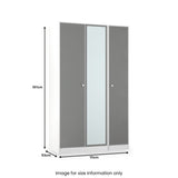 Bennet-Tall-Triple-Mirrored-Wardrobe-Grey-&-White from Roseland Furniture