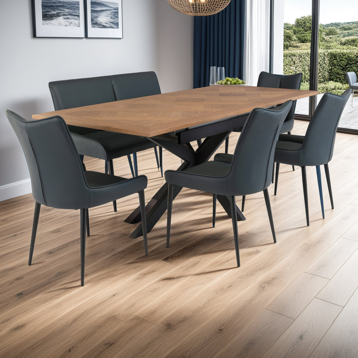 Sofie-160cm-Extending-Parquet-Design-Dining-Table from Roseland Furniture