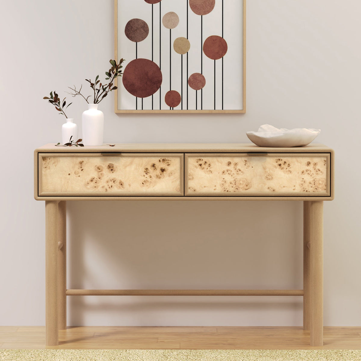 Blaire Mango Wood 2 Drawer Console Table Natural from Roseland Furniture