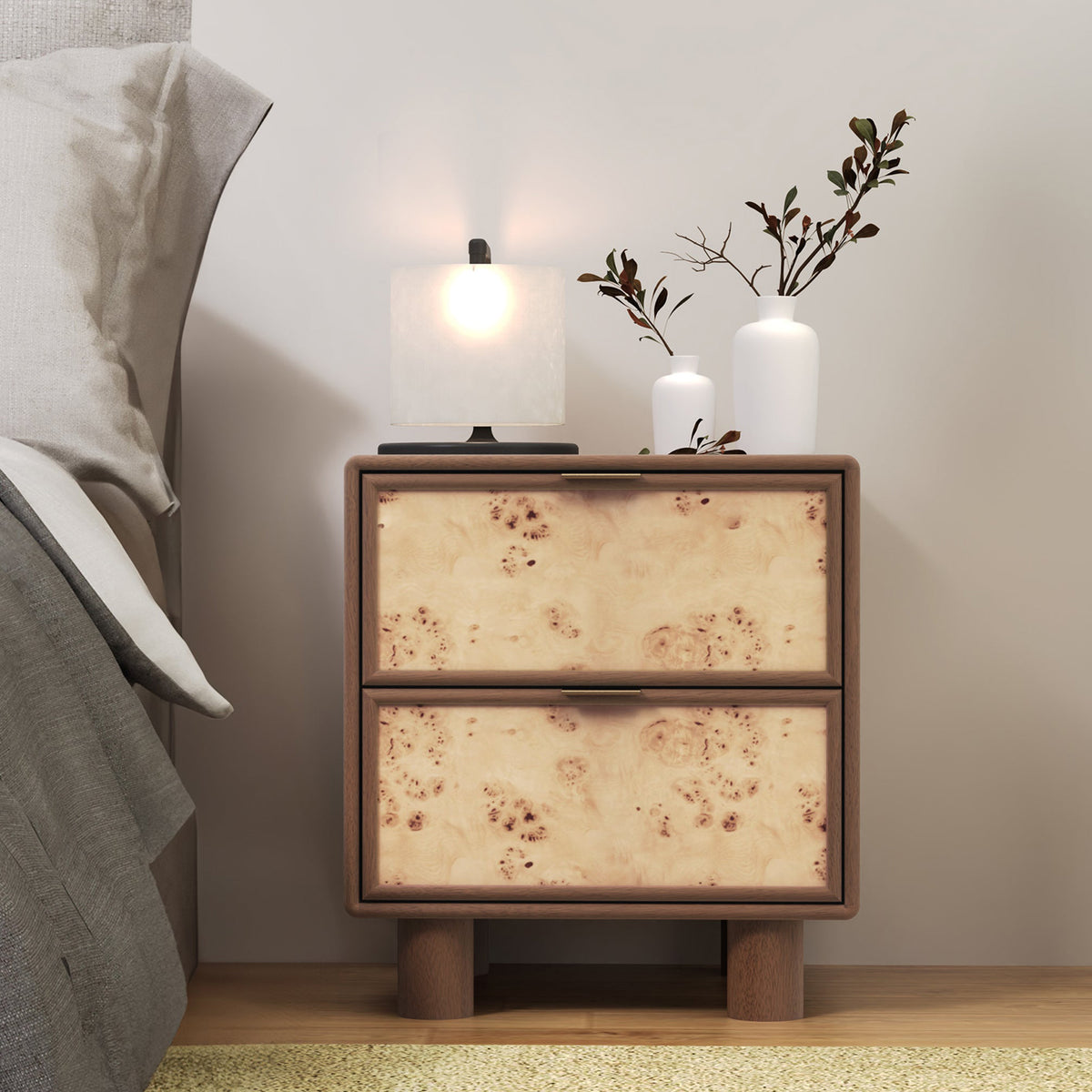 Blaire Mango Wood 2 Drawer Bedside Dims from Roseland Furniture