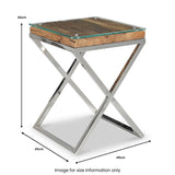 Thatcher Glass Top Reclaimed Wood Side Table dimensions