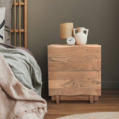 Indira Acacia 2 Drawer Bedside Table