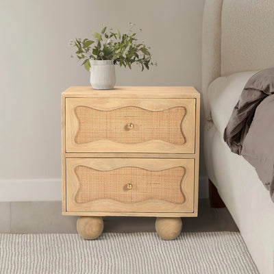 Misha Mango Wood 2 Drawer Bedside Table