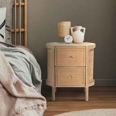 Indie Mango Wood 2 Drawer Bedside Table