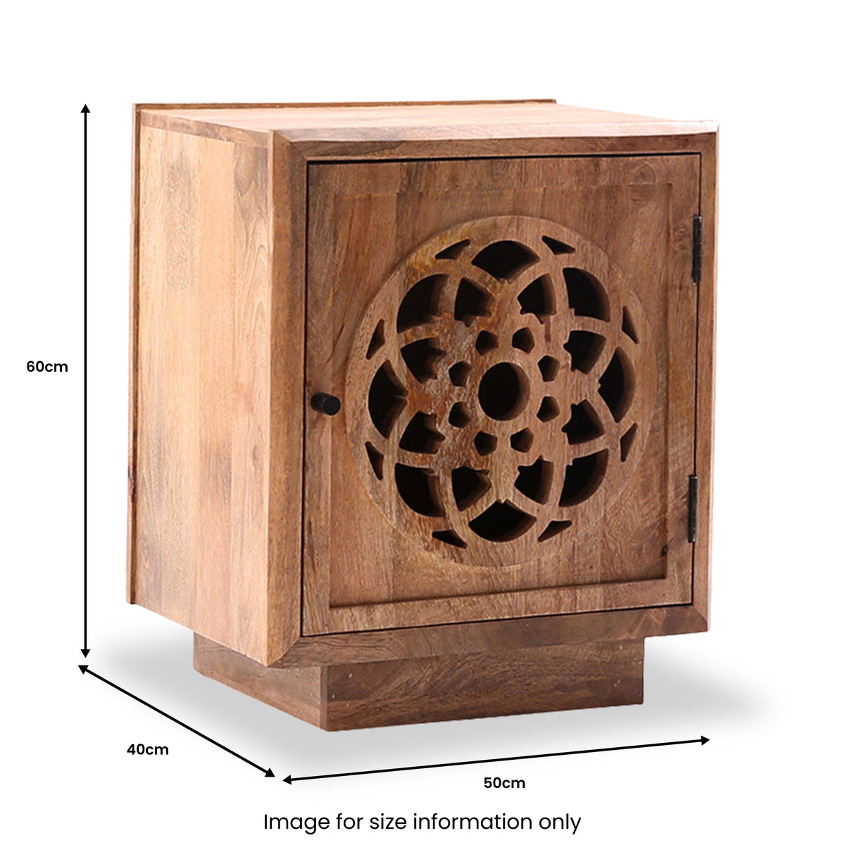 Samira Mango Wood Side Table Natural Front2 from Roseland Furniture