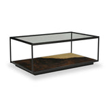 Caspian Glass Top Iron Coffee Table Dims from Roseland Furniture