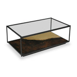 Caspian Glass Top Iron Coffee Table Dims from Roseland Furniture