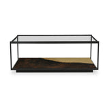 Caspian Glass Top Iron Coffee Table Dims from Roseland Furniture