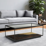 Caspian Glass Top Iron Coffee Table Dims from Roseland Furniture