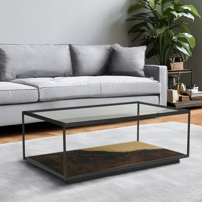 Caspian Glass Top Iron Coffee Table