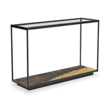 Caspian Glass Top Iron Console Table Close3 from Roseland Furniture