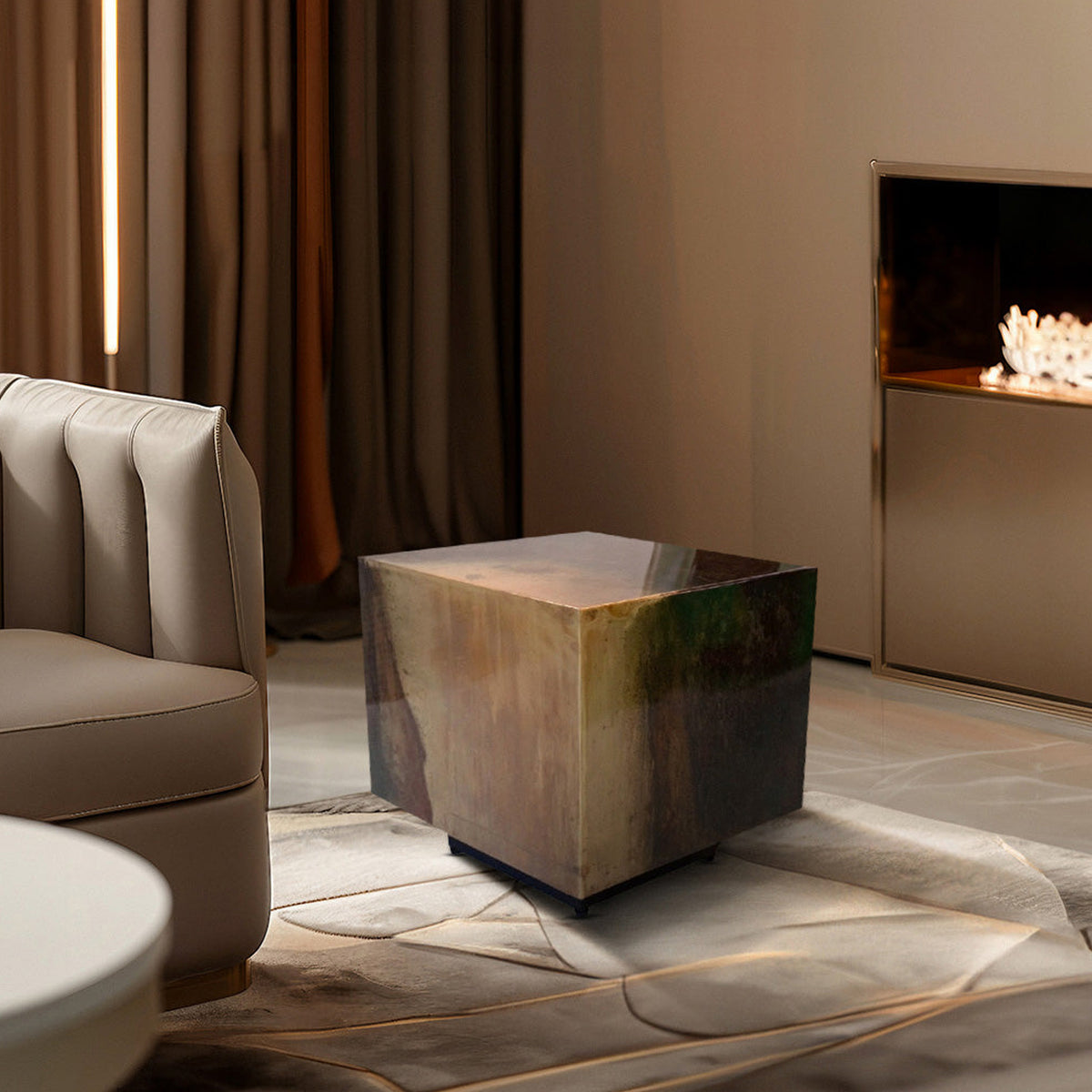 Caspian Iron Cube Side Table from Roseland Furniture