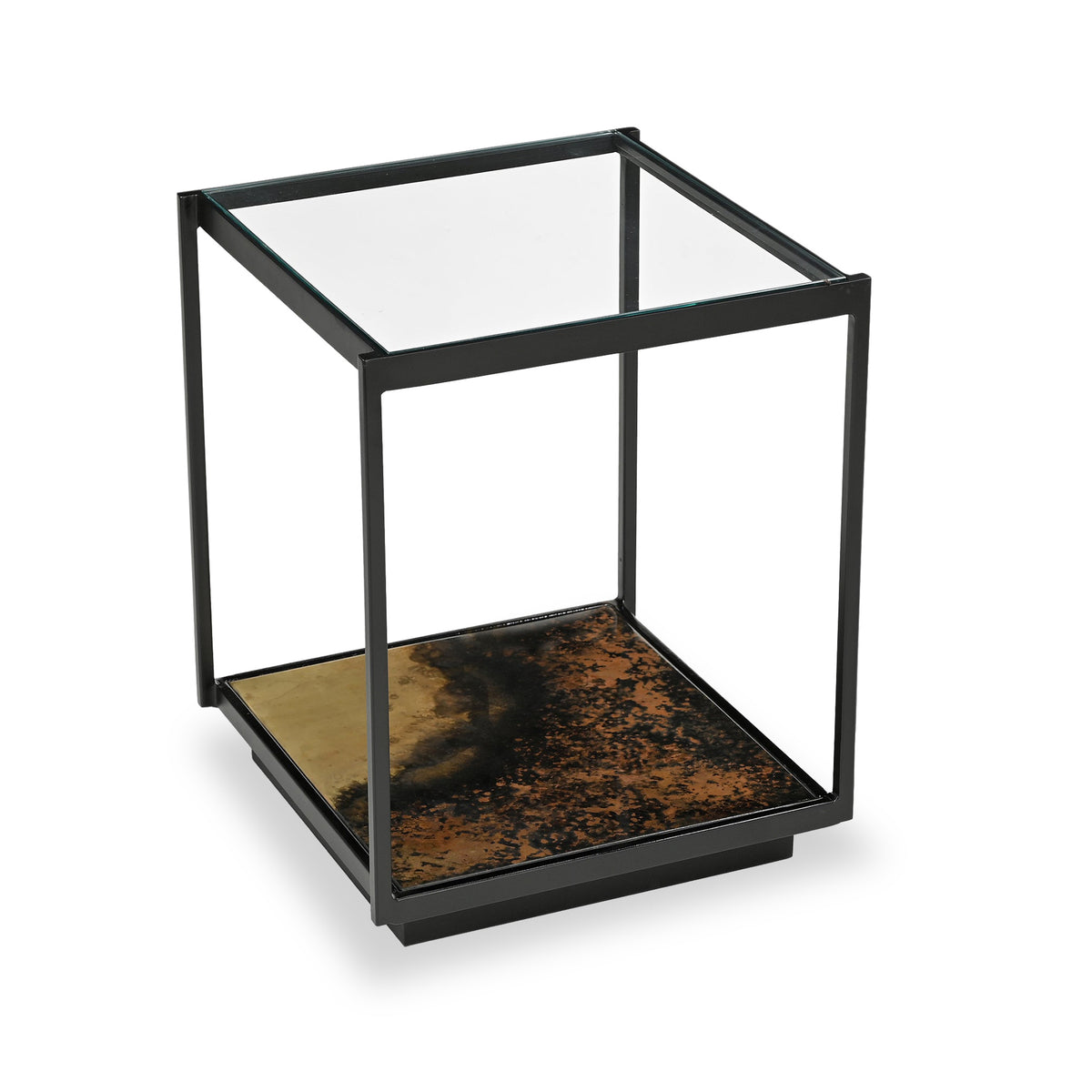 Caspian Glass Top Iron Side Table from Roseland Furniture