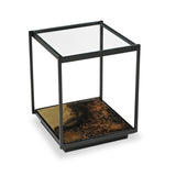 Caspian Glass Top Iron Side Table from Roseland Furniture