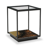 Caspian Glass Top Iron Side Table from Roseland Furniture