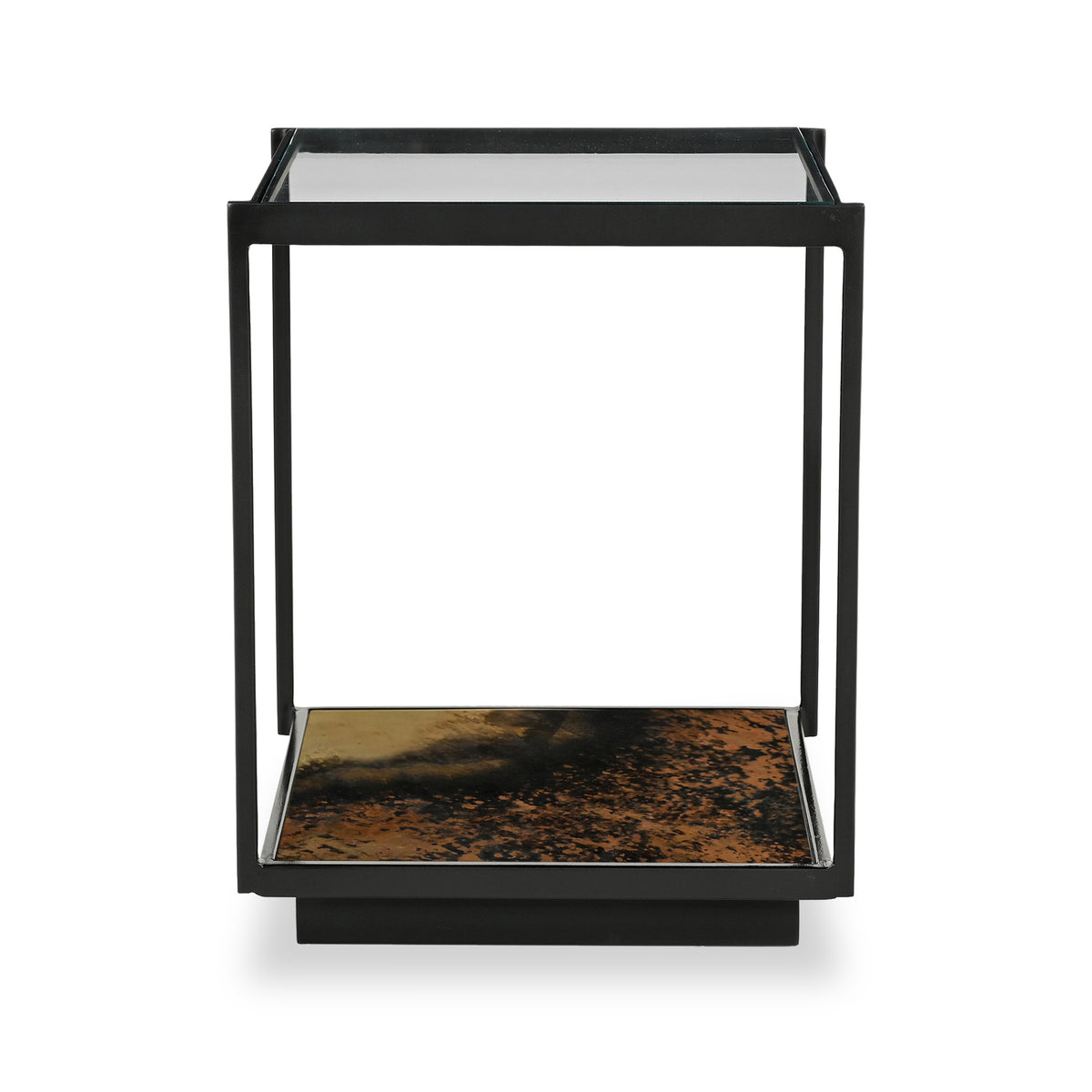 Caspian Glass Top Iron Side Table from Roseland Furniture