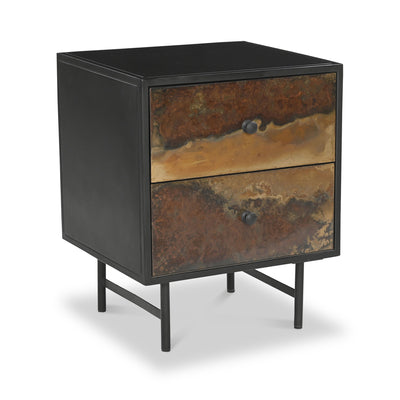 Caspian Iron 2 Drawer Side Table