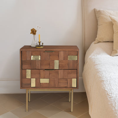 Nova Mango Wood 2 Drawer Bedside Table