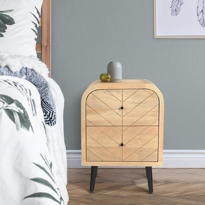 Opal Parquet Mango Wood 2 Drawer Bedside Table