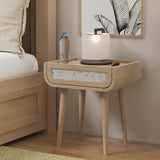 Astrid Textured Stone Inlay Bedside Table Natural Front1 from Roseland Furniture