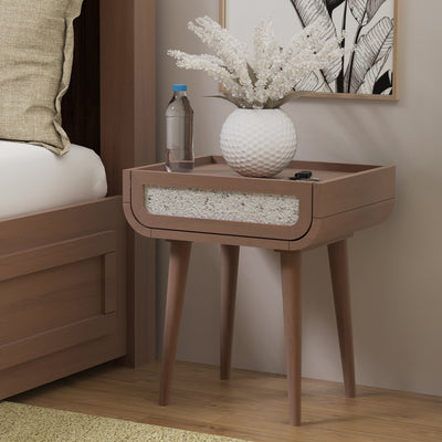 Astrid Textured Stone Inlay Bedside Table