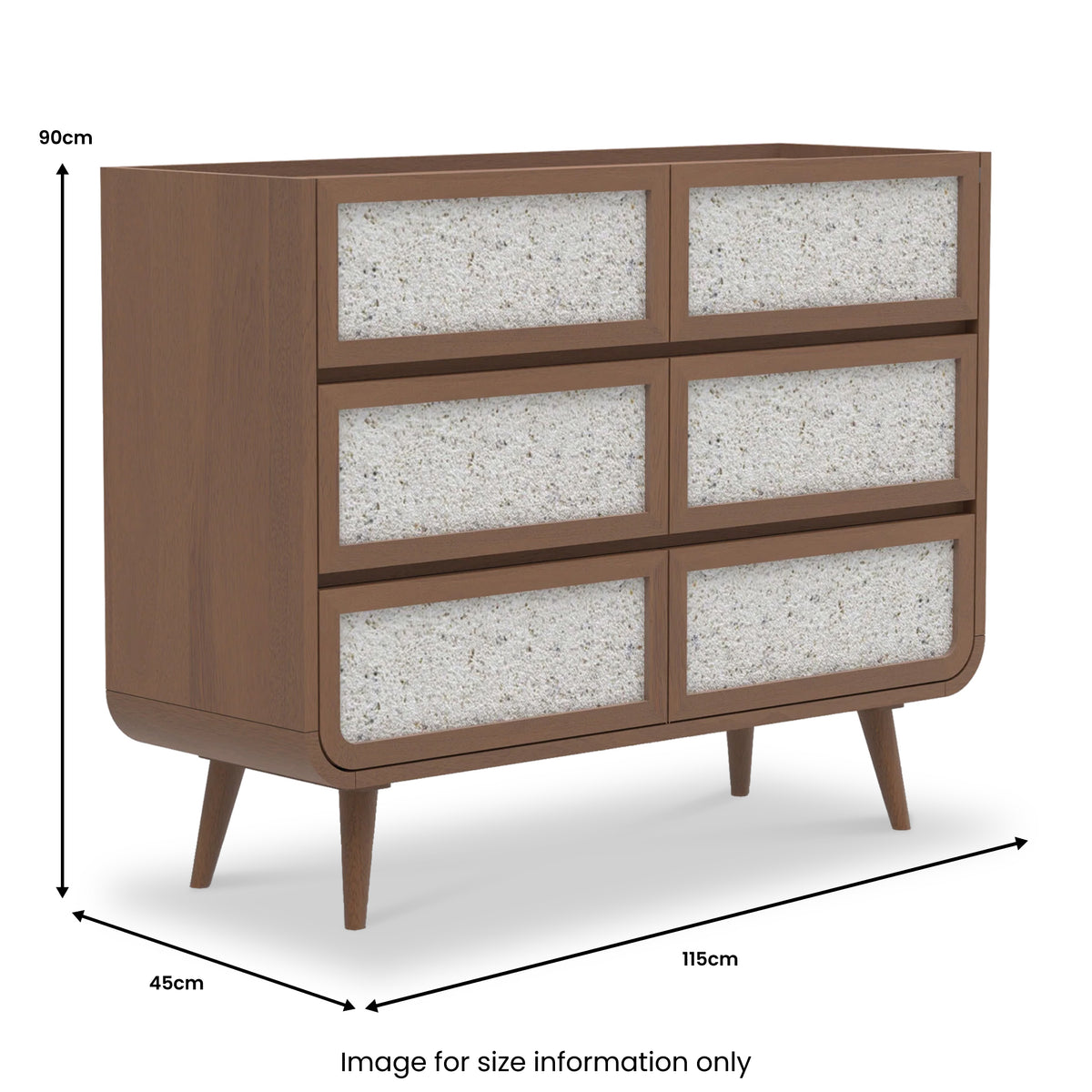 Astrid Textured Stone Inlay 6 Drawer Chest Dims from Roseland Furniture