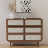 Astrid Textured Stone Inlay 6 Drawer Chest Dims from Roseland Furniture