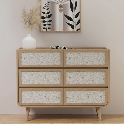 Astrid Textured Stone Inlay 6 Drawer Chest of Drawers