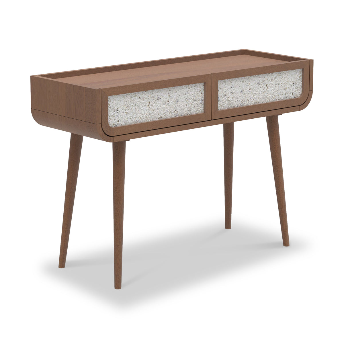 Astrid Textured Stone Inlay Console Table Walnut Front1 from Roseland Furniture