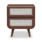 Astrid Textured Stone Inlay 2 Drawer Bedside Dims from Roseland Furniture