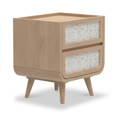 Astrid Textured Stone Inlay 2 Drawer Bedside Table