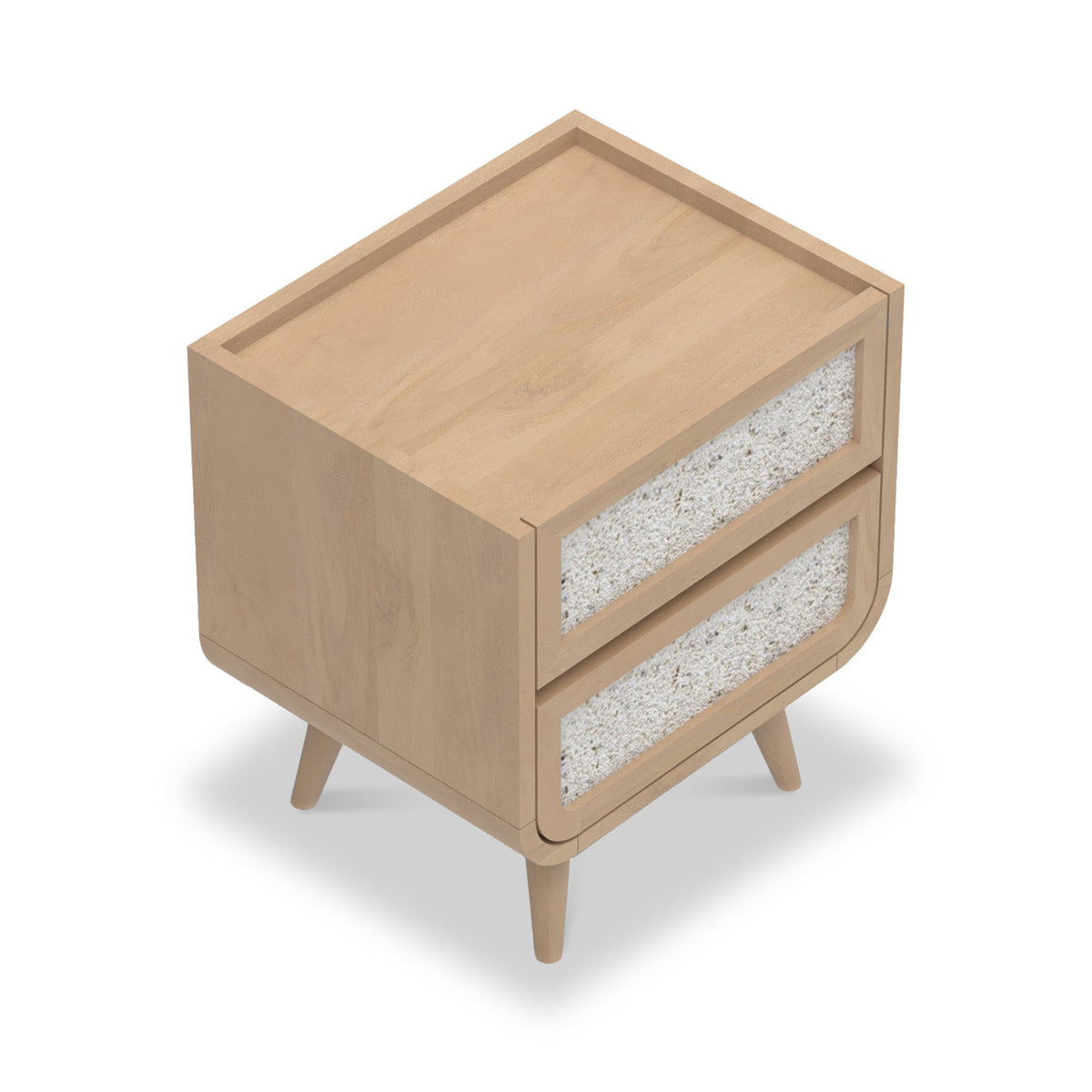 Astrid Textured Stone Inlay 2 Drawer Bedside Natural from Roseland Furniture