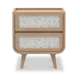 Astrid Textured Stone Inlay 2 Drawer Bedside Natural from Roseland Furniture