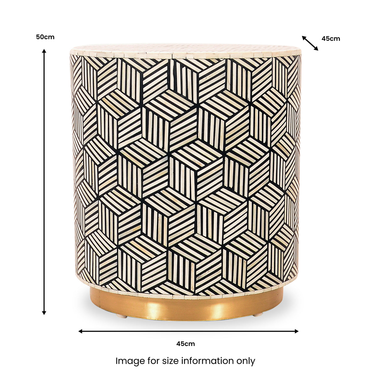 Chavez Bone Inlay Side Table dimensions
