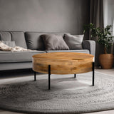 Ishani Mango Wood Round Coffee Table from Roseland Furniture