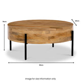 Ishani Mango Wood Round Coffee Table dimensions