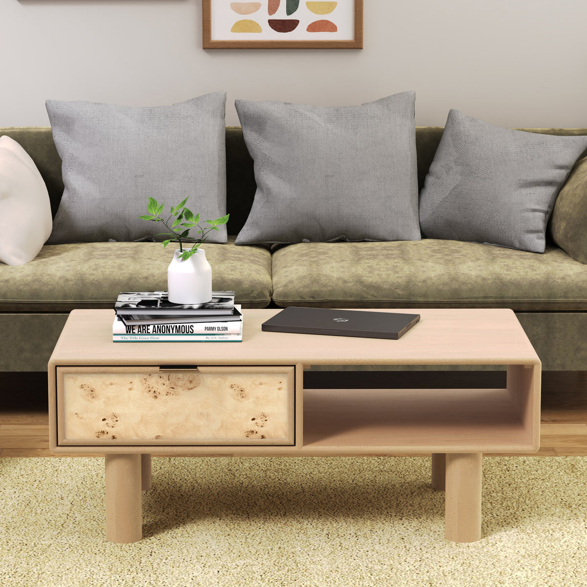 Blaire Mango Wood 1 Drawer Coffee Table Natural from Roseland Furniture